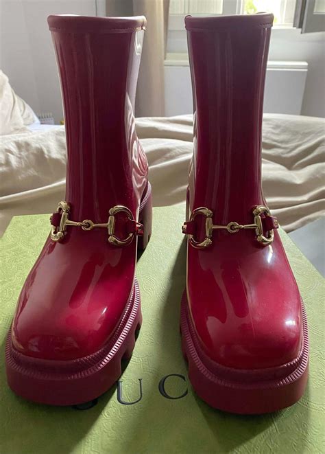 gucci rain boots with pink bottom|Gucci rain boots for women.